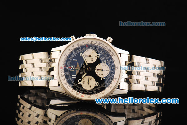 Breitling Navitimer Swiss Valjoux 7750 Automatic Movement Full Steel with Black Dial-White Number Markers - Click Image to Close