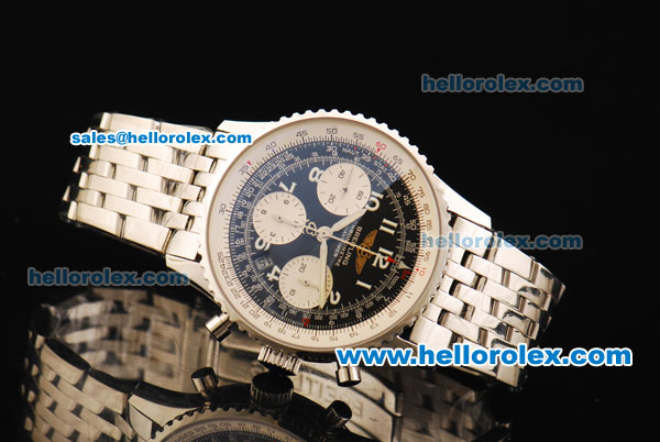 Breitling Navitimer Swiss Valjoux 7750 Automatic Movement Full Steel with Black Dial-White Number Markers - Click Image to Close