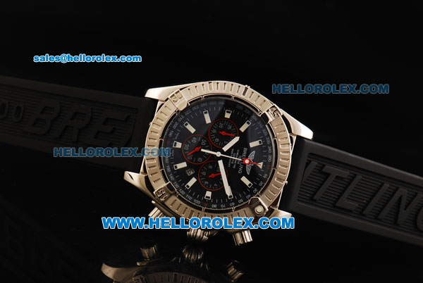 Breitling Avenger Chronograph Miyota Quartz Movement Steel Case with Black Dial and Black Rubber Strap - Click Image to Close