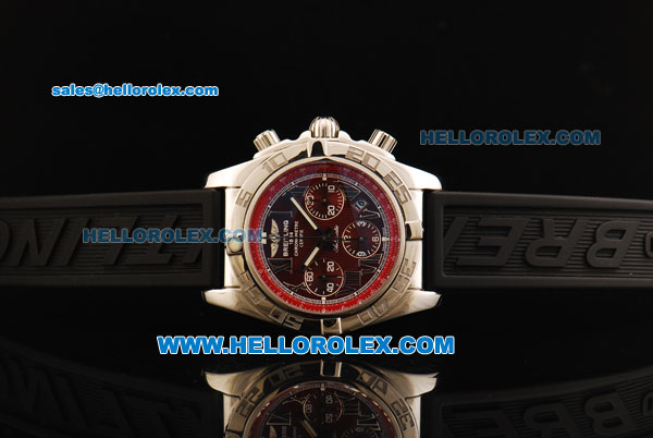 Breitling Chronomat B01 Chronograph Swiss Valjoux 7750 Automatic Movement Steel Case with Red Dial and Black Rubber Strap - Click Image to Close