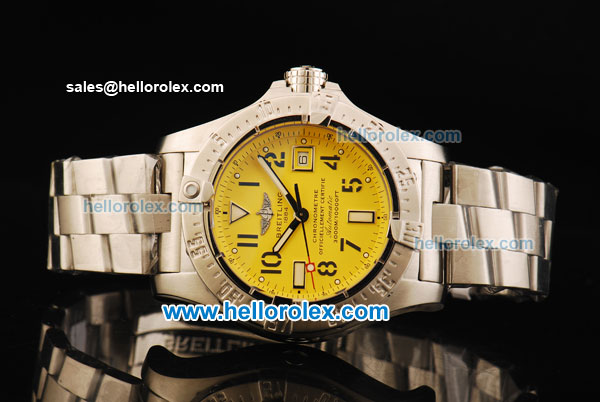 Breitling Avenger Seawolf Swiss ETA 2836 Automatic Movement Full Steel with Yellow Dial and Black Arabic Numerals-1:1 Original - Click Image to Close