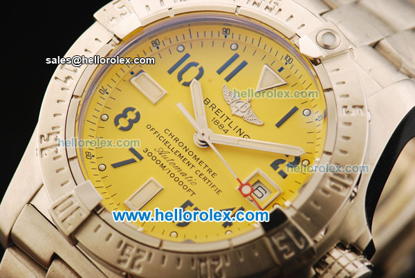 Breitling Avenger Seawolf Swiss ETA 2836 Automatic Movement Full Steel with Yellow Dial and Black Arabic Numerals-1:1 Original - Click Image to Close