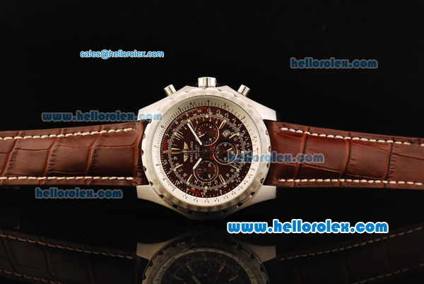 Breitling For Bentley Chronograph Quartz Movement Steel Case with Brown Dial and Brown Leather Strap - Click Image to Close