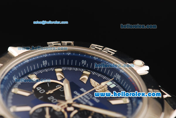 Breitling Chronomat B01 Chronograph Quartz Movement Full Steel with Blue Dial and Stick Markers - Click Image to Close
