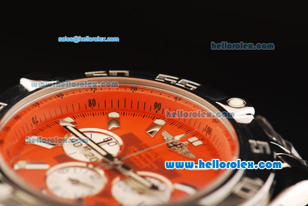 Breitling Chronomat B01 Chronograph Quartz Movement Full Steel with Orange Dial and Stick Markers - Click Image to Close