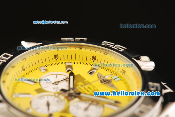 Breitling Chronomat B01 Chronograph Quartz Movement Full Steel with Yellow Dial and Stick Markers - Click Image to Close