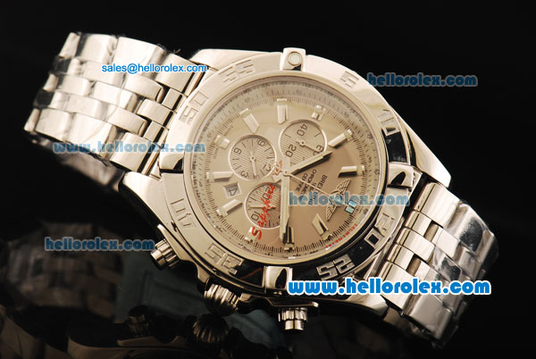 Breitling Chronomat B01 Chronograph Quartz Movement Full Steel with Grey Dial and Stick Markers - Click Image to Close