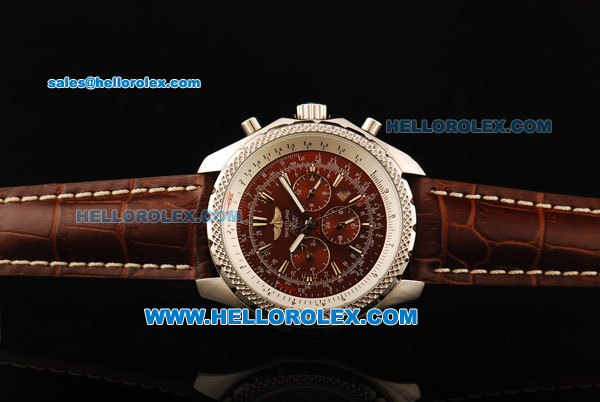 Breitling for Bentley Motors Automatic Movement with Brown Dial and Brown Leather Strap - Click Image to Close