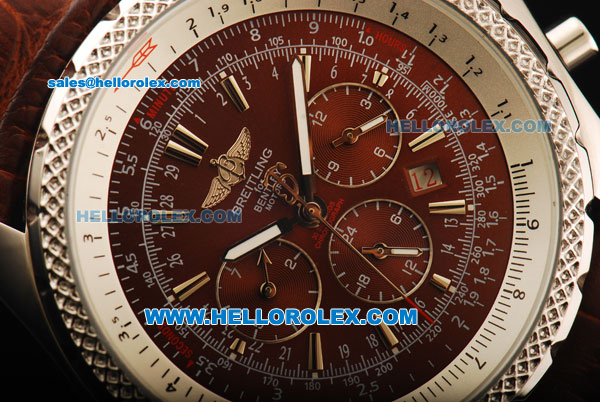 Breitling for Bentley Motors Automatic Movement with Brown Dial and Brown Leather Strap - Click Image to Close