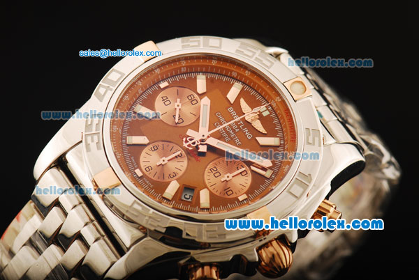 Breitling Chronomat B01 Chronograph Swiss Valjoux 7750 Automatic Movement Full Steel with Orange Dial and Stick Markers - Click Image to Close