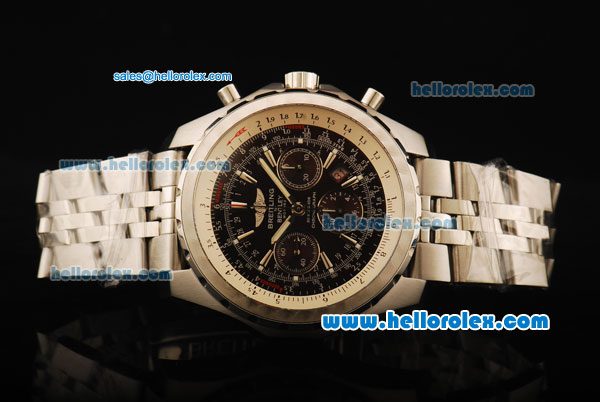 Breitling Bentley Motors Chronograph Swiss Valjoux 7750 Automatic Movement Full Steel with Brown Dial and Stick Markers - Click Image to Close