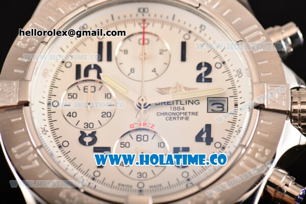 Breitling Avenger Seawolf Miyota Quartz Steel Case with White Dial Black Rubber Strap and Arabic Numeral Markers - Click Image to Close