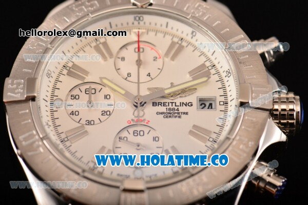 Breitling Avenger Seawolf Miyota Quartz Steel Case with White Dial Black Rubber Strap and Silver Stick Markers - Click Image to Close