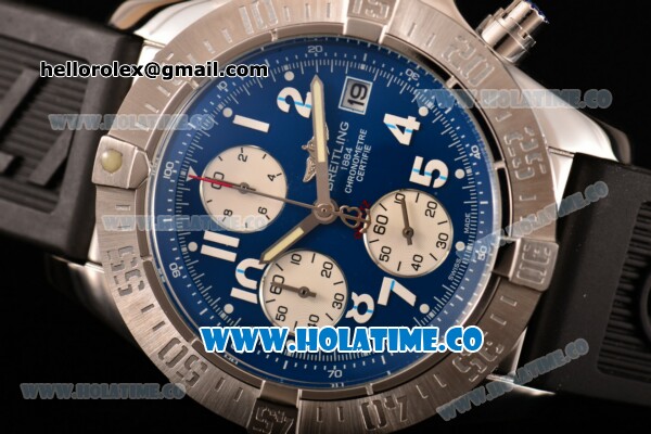 Breitling Avenger Seawolf Miyota Quartz Steel Case with Blue Dial Black Rubber Strap and Arabic Numeral Markers - Click Image to Close