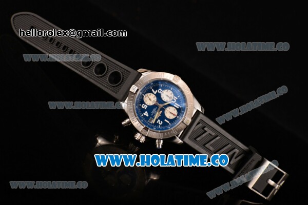 Breitling Avenger Seawolf Miyota Quartz Steel Case with Blue Dial Black Rubber Strap and Arabic Numeral Markers - Click Image to Close