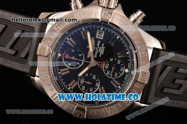 Breitling Avenger Seawolf Miyota Quartz Steel Case with Black Dial Silver Stick Markers and Black Rubber Strap - Click Image to Close