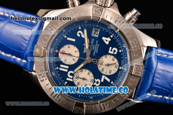 Breitling Avenger Seawolf Miyota Quartz Steel Case with Blue Dial and White Arabic Numeral Markers - Click Image to Close