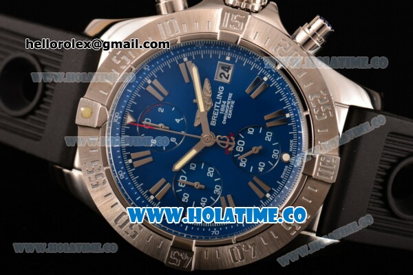 Breitling Avenger Seawolf Miyota Quartz Steel Case with Blue Dial Black Rubber Strap and Stick Markers - Click Image to Close