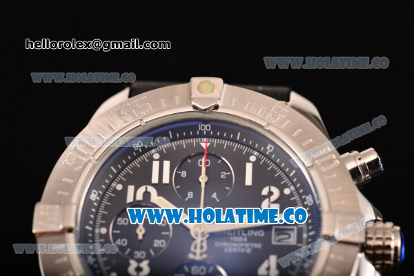 Breitling Avenger Seawolf Miyota Quartz Steel Case with Black Dial and Black Rubber Strap - Arabic Numeral Markers - Click Image to Close
