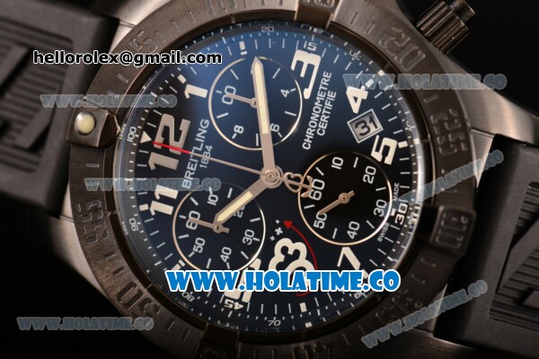 Breitling Avenger Seawolf Miyota Quartz PVD Case with Black Dial and Black Rubber Strap - Arabic Numeral Markers - Click Image to Close