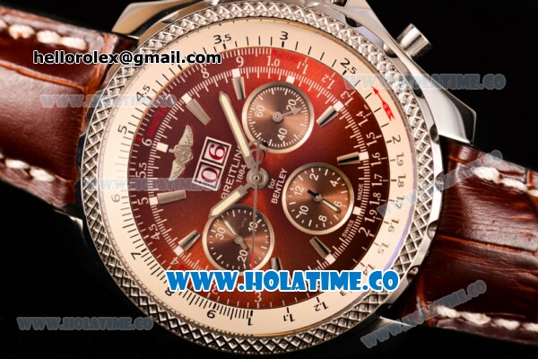 Breitling Bentley 6.75 Speed Chrono Swiss Valjoux 7750 Automatic Steel Case with Brown Dial and Stick Markers (GF) - Click Image to Close