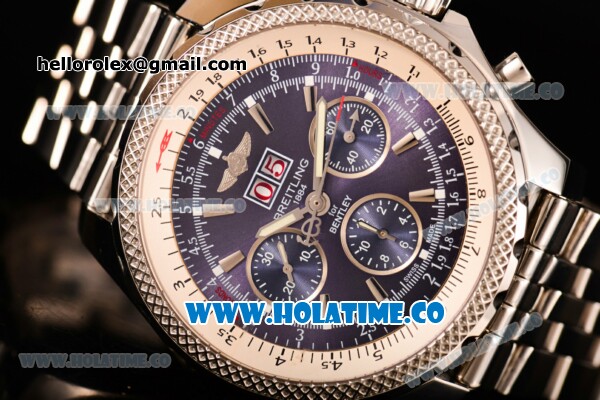 Breitling Bentley 6.75 Speed Chrono Swiss Valjoux 7750 Automatic Steel Case with Stick Markers and Blue Dial (GF) - Click Image to Close