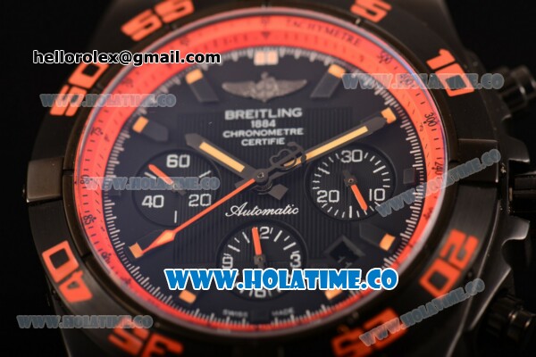 Breitling Chronomat B01 Chrono Swiss Valjoux 7750 Automatic PVD Case with Black Dial and Orange Inner Bezel (GF) - Click Image to Close