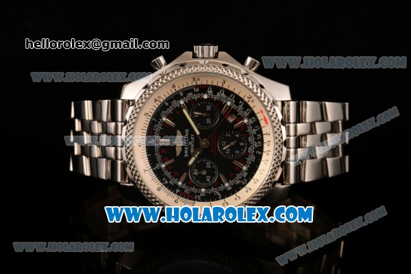 Breitling Bentley Motors Swiss Valjoux 7750 Automatic Steel Case/Bracelet with Black Dial and Silver Stick Markers - Click Image to Close