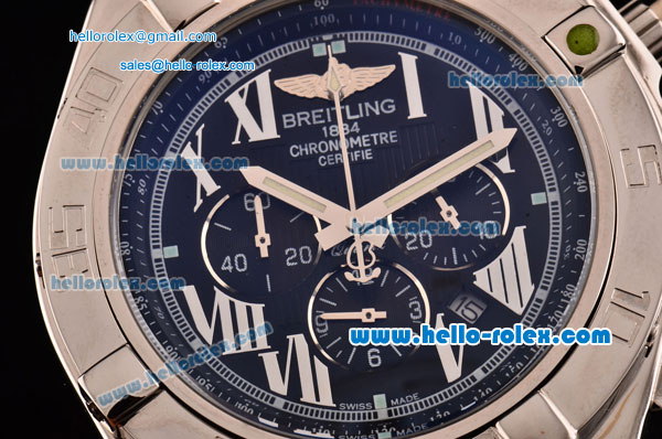 Breitling Chronomat B01 Chronograph Quartz Silver Case with Black Dial-Roman Markers and Black Rubber Strap - Click Image to Close