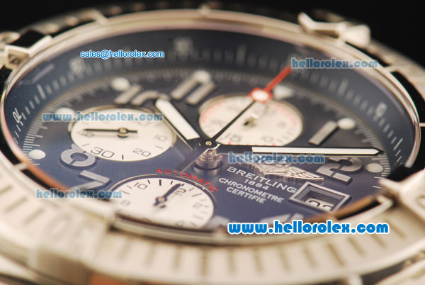 Breitling Super Avenger Chronograph Swiss Valjoux 7750 Automatic Movement Full Steel with Blue Dial and White Subdials-1:1 Original - Click Image to Close