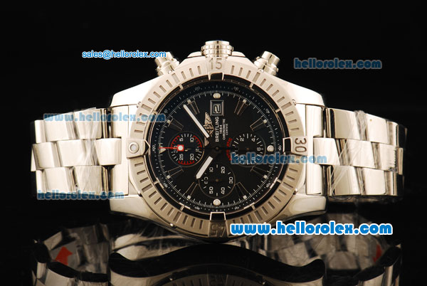 Breitling Super Avenger Chronograph Swiss Valjoux 7750 Automatic Movement Full Steel with Black Dial-1:1 Original - Click Image to Close