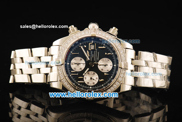 Breitling Chronomat Evolution Chronograph Swiss Valjoux 7750 Automatic Movement Full Steel with Arabic Numerals and Diamond Bezel - Click Image to Close