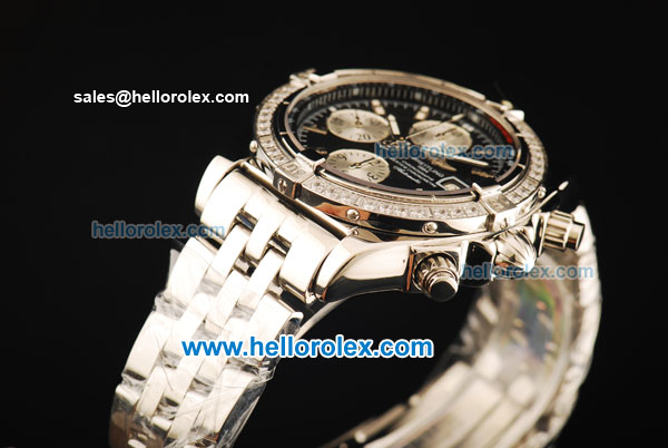 Breitling Chronomat Evolution Chronograph Swiss Valjoux 7750 Automatic Movement Steel Case with Diamond Bezel and Steel Strap - Click Image to Close