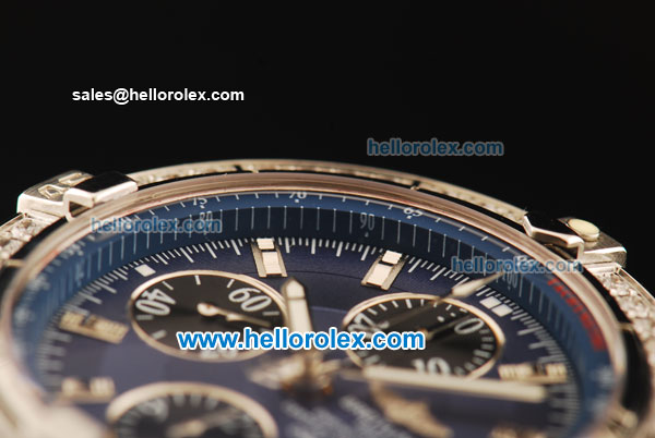 Breitling Chronomat Evolution Chronograph Swiss Valjoux 7750 Automatic Movement Steel Case with Blue Dial and Diamond Bezel - Click Image to Close