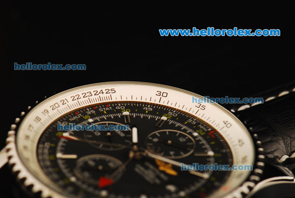 Breitling Navitimer Automatic Movement Steel Case with Black Dial and Black Leather Strap - Click Image to Close