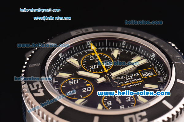 Breitling Superocean Chronograph II Swiss Valjoux 7750-SHG Automatic Steel Case with Stick Markers and Black Dial - Click Image to Close