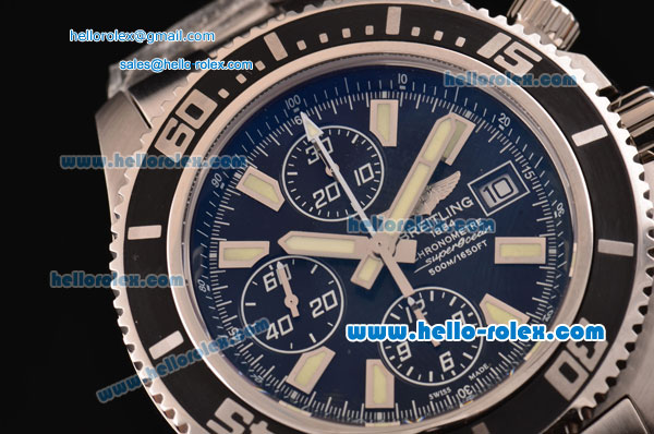 Breitling Superocean Chronograph II Swiss Valjoux 7750-SHG Automatic Steel Case with Yellow Stick Markers and Stainless Steel Strap - Click Image to Close