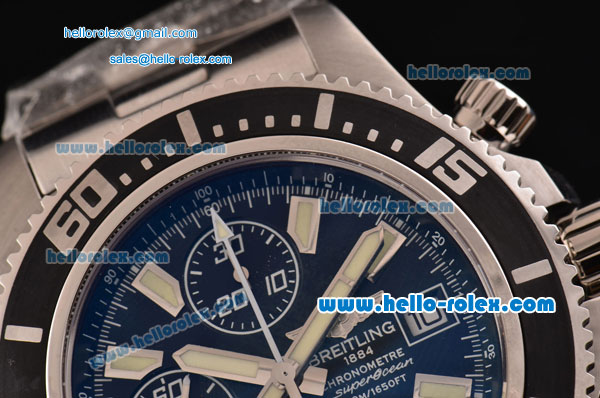 Breitling Superocean Chronograph II Swiss Valjoux 7750-SHG Automatic Steel Case with Yellow Stick Markers and Stainless Steel Strap - Click Image to Close