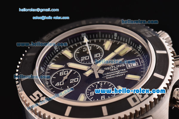 Breitling Superocean Chronograph II Swiss Valjoux 7750-SHG Automatic Steel Case with Yellow Stick Markers and Stainless Steel Strap - Click Image to Close
