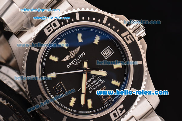 Breitling Superocean 44 Swiss ETA 2836 Automatic Steel Case with Yellow Stick Markers and Black Dial -1:1 Original - Click Image to Close