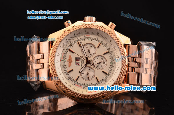 Breiting for Bentley Big Date Automatic Movement Rose Gold Case with White Dial and Rose Gold Strap - Click Image to Close