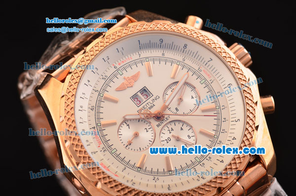 Breiting for Bentley Big Date Automatic Movement Rose Gold Case with White Dial and Rose Gold Strap - Click Image to Close
