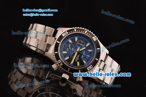 Breitling SuperOcean Chronograph II Miyota OS10 Quartz Steel Case with Black Dial Stick Markers Black Dial and Stainless Steel Strap - Click Image to Close