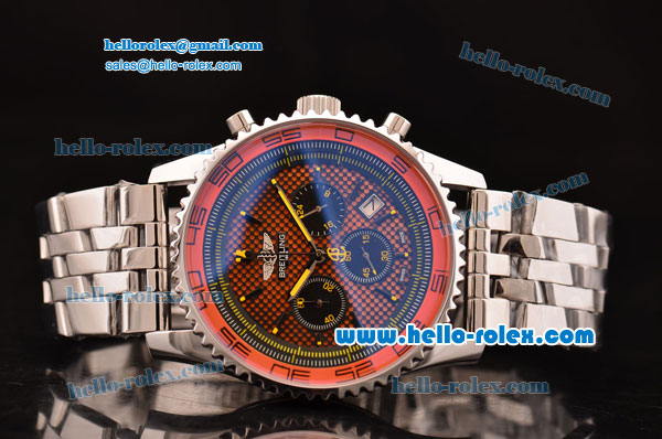 Breitling Navitimer Chronograph Miyota OS20 Quartz Full Steel with Black Subdial and Orange Grid Dial - Click Image to Close
