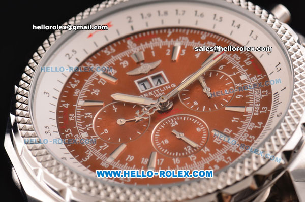 Breitling Bentley 6.75 Big Date Swiss Automatic Movement Stainless Steel Case with Stainless Steel Strap and Brown Dial - Click Image to Close