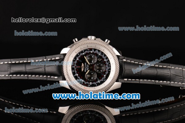 Breitling Bentley Barnato Chrono Swiss Valjoux 7750-SHG Automatic Stainless Steel Case with Black Leather Bracelet and Black Dial - Click Image to Close