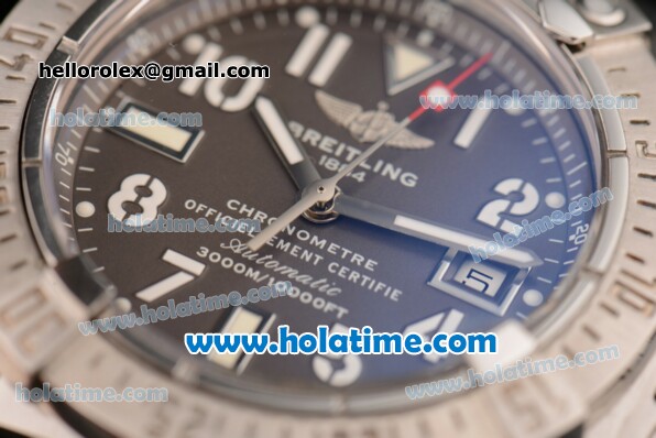 Breitling Avenger Seawolf Swiss ETA 2836 Automatic Steel Case with White Arabic Numeral Markers Grey Dial and Black Rubber Strap - Click Image to Close