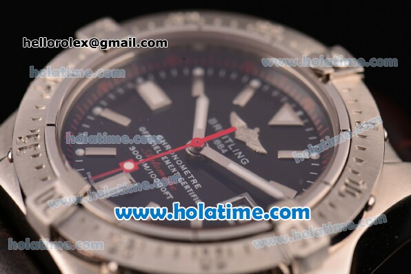 Breitling Avenger Seawolf Swiss ETA 2836 Automatic Stainless Steel Case with Brown Leather Bracelet Black Dial and Stick Markers - Click Image to Close
