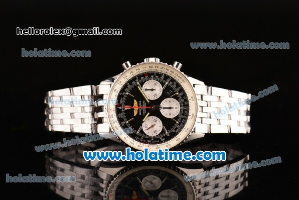 Breitling Navitimer Chrono Swiss Valjoux 7750 Automatic Full Steel with Black Dial and Silver Stick Markers - 1:1 Original (Z) - Click Image to Close