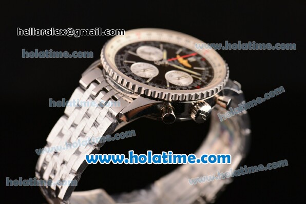Breitling Navitimer Chrono Swiss Valjoux 7750 Automatic Full Steel with Black Dial and Silver Stick Markers - 1:1 Original (Z) - Click Image to Close